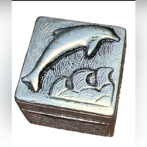 Vtg. 1978 Yorkshire Designs Collectors Pewter 1" Dolphin Trinket Storage Box Lid